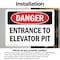 Signmission Entrance To Elevator Pit Danger Sign, Vinyl Decal, 10in W x 7in L, 2PK OS-2PACK-DS-D-710-L-1654 - alternate 6